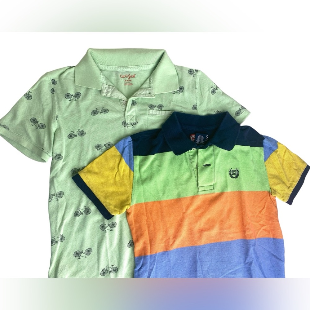 2 Colorful Striped Polo Shirts for Kids